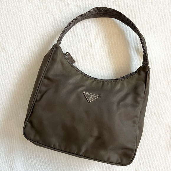 Prada Bags Vintage Prada Tessuto Nylon Shoulder Bag In Dark Olive